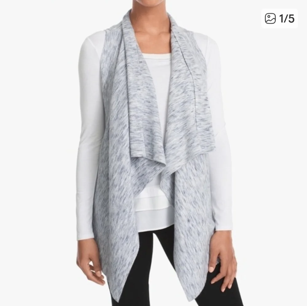 White House Black Market Heathered Gray Drape Vest